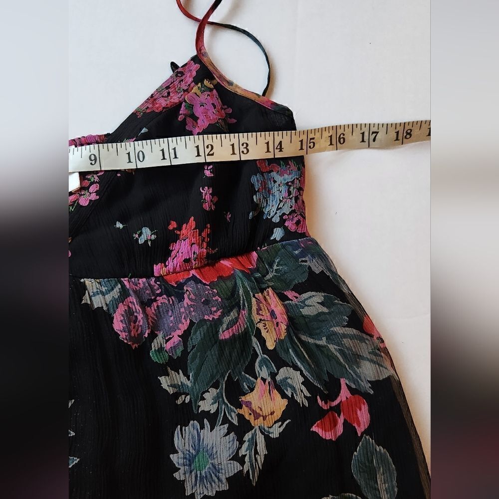 Candela NYC Black Floral Tiered Silk Dress Size Small - Picture 8 of 11